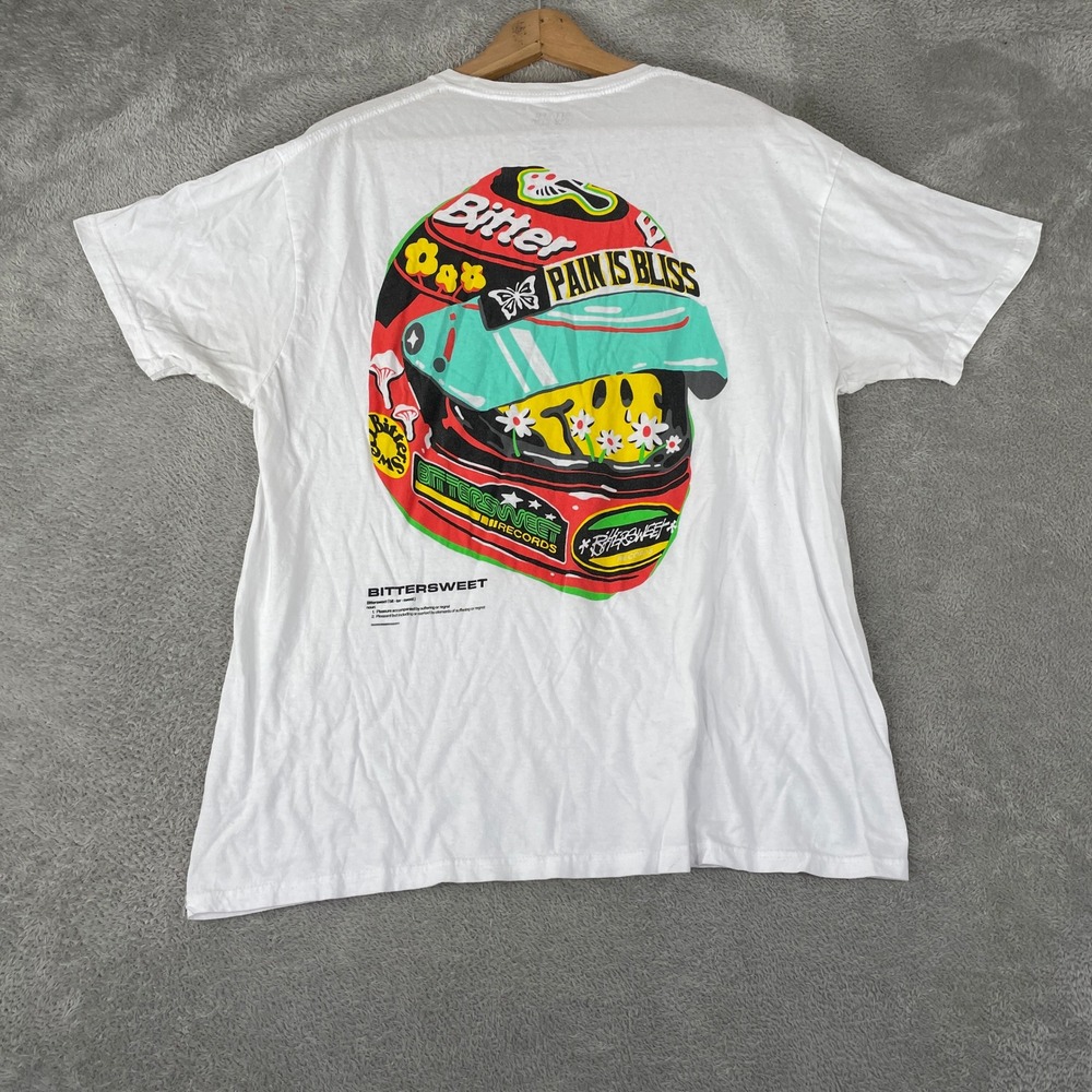 Bittersweet Pain Is Bliss Shirt Mens XL White Racing Helmet Streetwear Graphic
